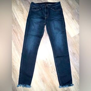 Just Black Dark Denim Frayed Jeans Size 30